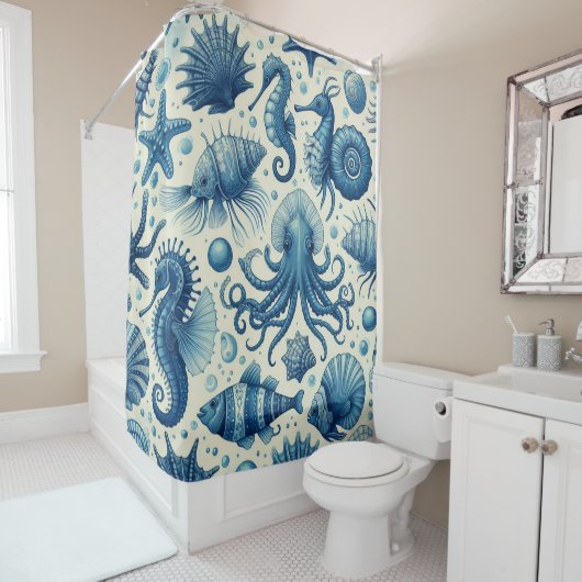 Sealife Animals Pattern Douchegordijn (In situ)