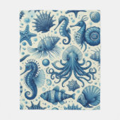  Sealife Animals Pattern Fleece Deken (Voorkant)