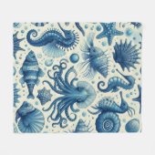  Sealife Animals Pattern Fleece Deken (Voorkant (Horizontaal))