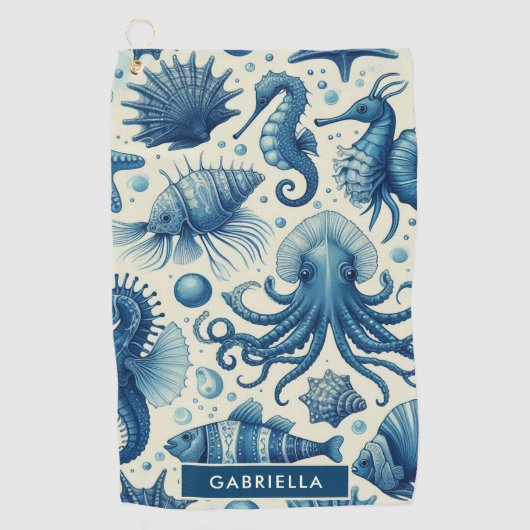 Sealife Animals Pattern Golfhanddoek (Voorkant)