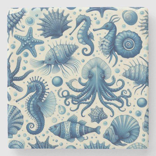  Sealife Animals Pattern Stenen Onderzetter (Voorkant)