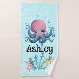 Sealife octopus gepersonaliseerde handdoek