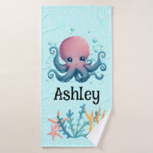 Sealife octopus gepersonaliseerde handdoek