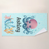 Sealife octopus gepersonaliseerde handdoek (Badhanddoek)