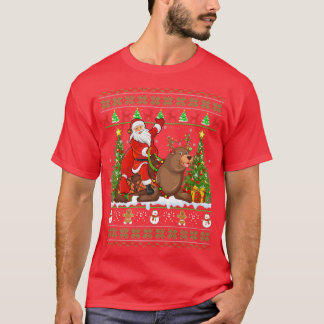 Seals Lover Funny Ugly Santa Riding Seals Christma T-shirt
