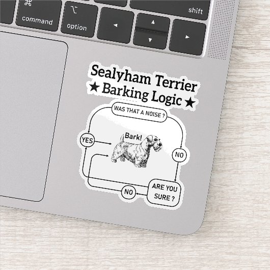 Sealyham Terrier Barking Logica Grappige Hond Sarc Sticker (Detail)
