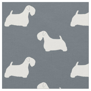 Sealyham Terrier Dog Silhouettes Patterned Stof