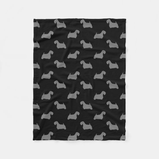 Sealyham Terrier Hondenras Silhouettes Pattern Fleece Deken (Voorkant)