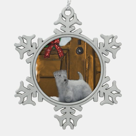 Sealyham Terrier Kerstmis Tin Sneeuwvlok Ornament (Voorkant)
