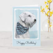 Sealyham Terrier Painting - Cute Original Dog Art Kaart (Gele Bloem)