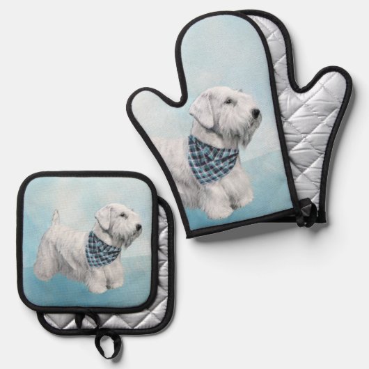 Sealyham Terrier Schilderen Schattigee Originele H Ovenwant & Pannenlap Set (Voorkant / Achterkant)