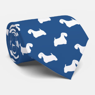 Sealyham Terrier Silhouetten Honden Patroon Blauw Stropdas