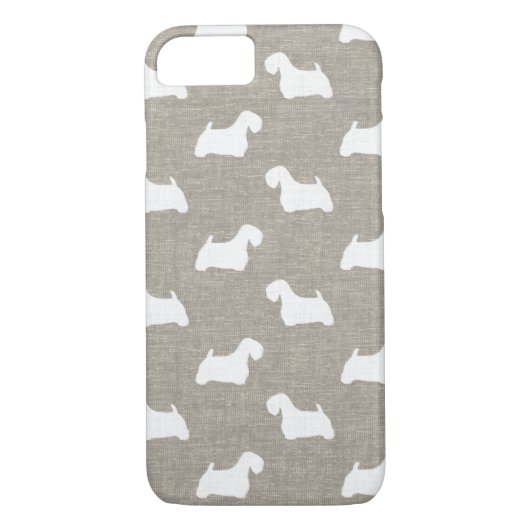 Sealyham Terrier Silhouettes Faux Linen Style Case-Mate iPhone Case (Achterkant)