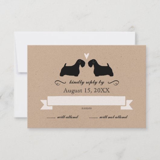 Sealyham Terrier Silhouettes Mariage Réponse RSVP (Devant)