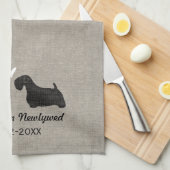 Sealyham Terrier Silhouettes met hart en tekst Theedoek (Quarter Fold)