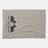 Sealyham Terrier Silhouettes met hart en tekst Theedoek (Horizontaal)