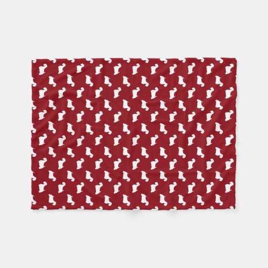 Sealyham Terrier Silhouettes Pattern Red en White Fleece Deken (Voorkant (Horizontaal))