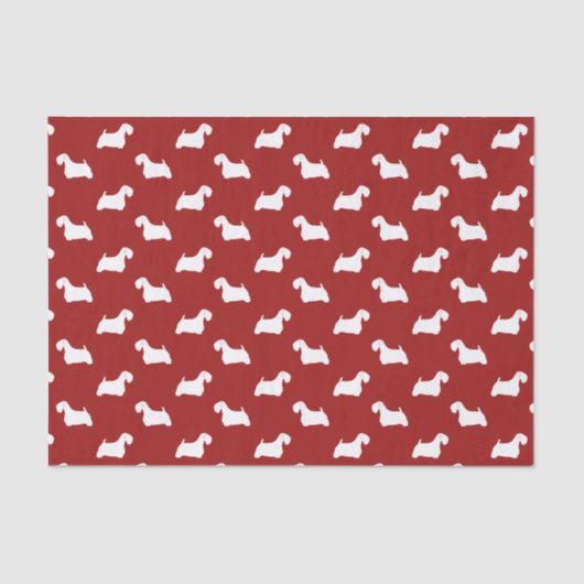 Sealyham Terrier Silhouettes Pattern Red Tissuepapier (Voorkant)