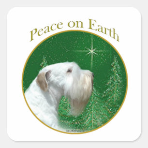 Sealyham Terrier Vrede op Aarde Vierkante Sticker