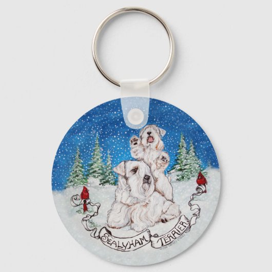 Sealyham Terrier Winter Sleutelhanger (Voorkant)