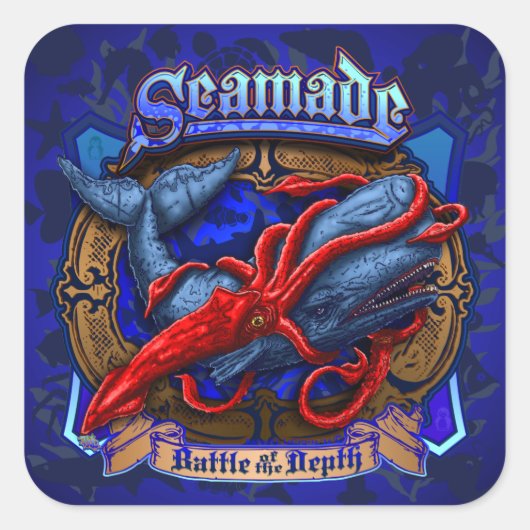 Seamade Giant Squid vs Whale Design sticker (Devant)
