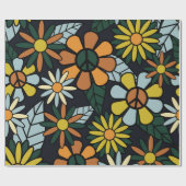 Seamless 70's retro hippie flowers pattern - Vinta Cadeaupapier (Vlak)