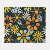 Seamless 70's retro hippie flowers pattern - Vinta Fleece Deken (Voorkant (Horizontaal))