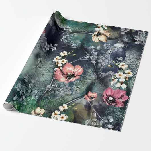 seamless abstract flower pattern on mix backgroun cadeaupapier (Uitgerold)
