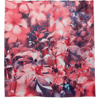 seamless abstract flowers, oil painting style, ill douchegordijn