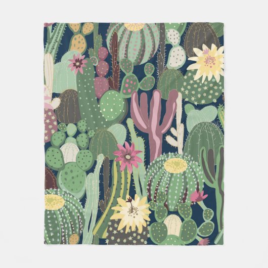 seamless background with cactus fleece deken (Voorkant)