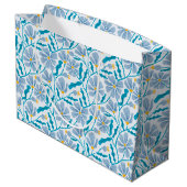 Seamless Blue Mid-Century Modern Floral Pattern Groot Cadeauzakje (Achterkant Gekanteld)