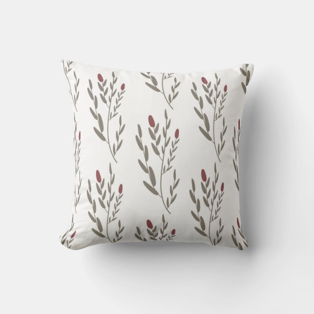 seamless botanical  simple pattern  with plants on kussen (Voorkant)