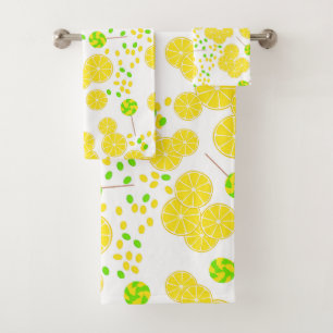 Seamless bright lemon slices candy lollipops