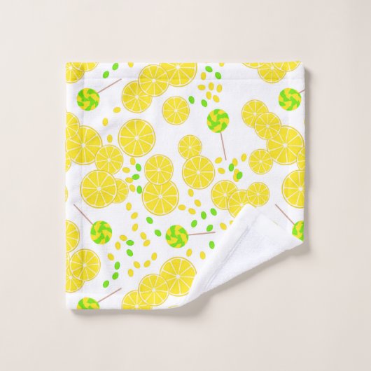 Seamless bright lemon slices candy lollipops (Gant de toilette)