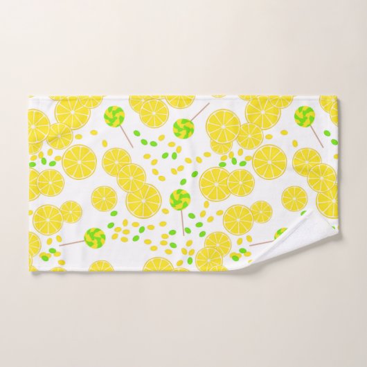 Seamless bright lemon slices candy lollipops (Serviette à main)