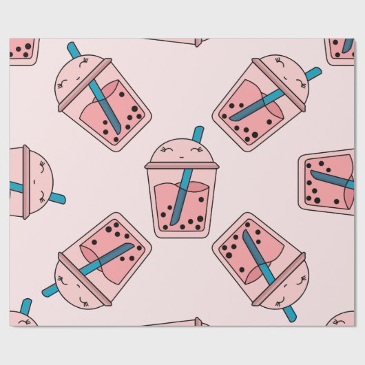 Seamless bright pattern bubble tea fruit summer dr cadeaupapier (Vlak)