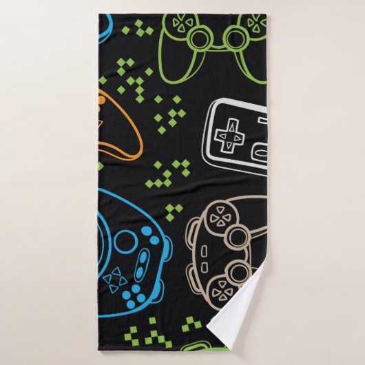 Seamless bright pattern with joysticks. gaming coo (Serviette de bain)