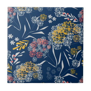 Seamless cute small flowers floral pattern navy vi tegeltje