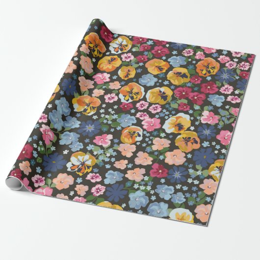 Seamless decorative elegant pattern with cute flow cadeaupapier (Uitgerold)