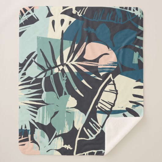 Seamless exotic pattern with tropical plants and a sherpa deken (Voorkant)
