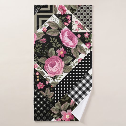 seamless floral patchwork pattern with geometrical (Serviette de bain)