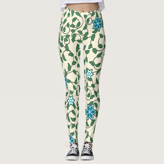 Seamless floral pattern on beige background leggings (Voorkant)