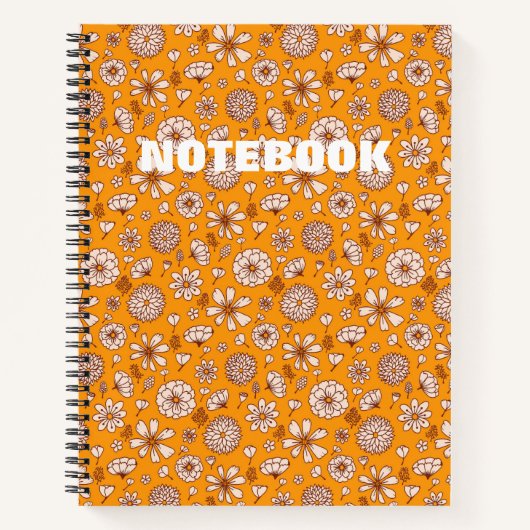 Seamless Floral pattern orange Notitieboek (Voorkant)