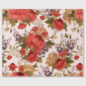 Seamless floral pattern roses with chrysanthemum a cadeaupapier (Vlak)