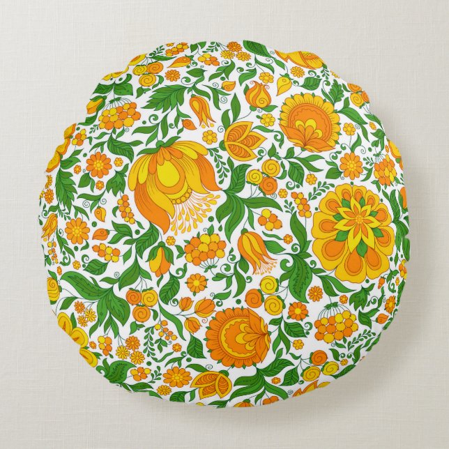 Seamless floral pattern, spring / summer backdrop. rond kussen (Voorkant)