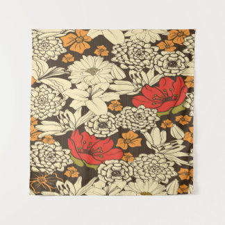 Seamless Floral Pattern With Red Flowers Wandkleed
