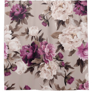 Seamless floral pattern with roses on light backgr douchegordijn