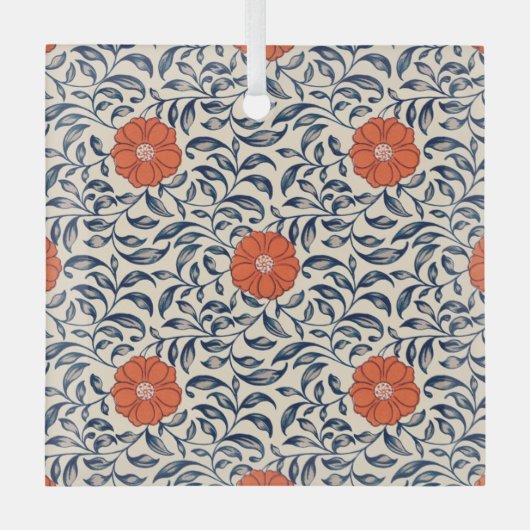 Seamless floral pattern with vibrant orange flower glas ornament (Voorkant)