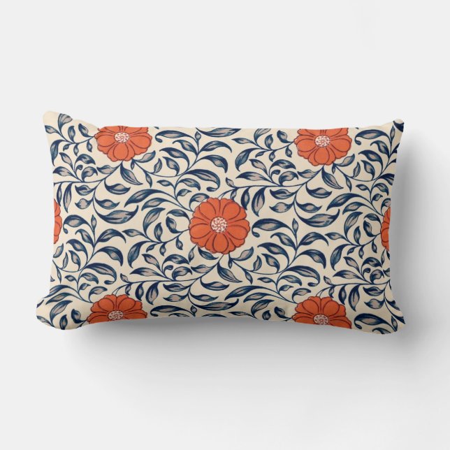 Seamless floral pattern with vibrant orange flower kussen (Voorkant)