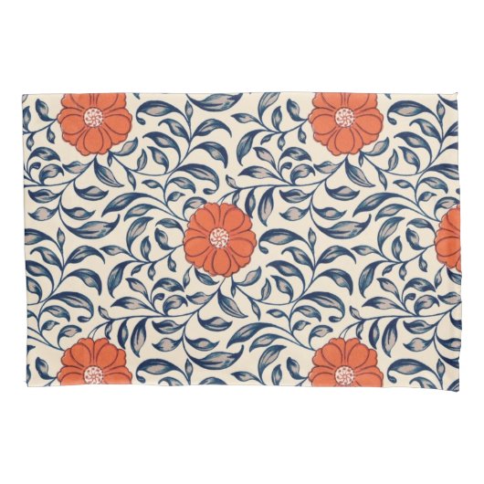 Seamless floral pattern with vibrant orange flower kussensloop (Voorkant-Links)